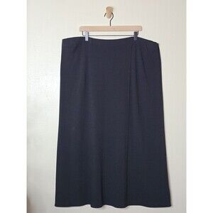 Eileen Fisher Woman 2X Black Italian Viscose Wool Column Maxi Skirt Made USA